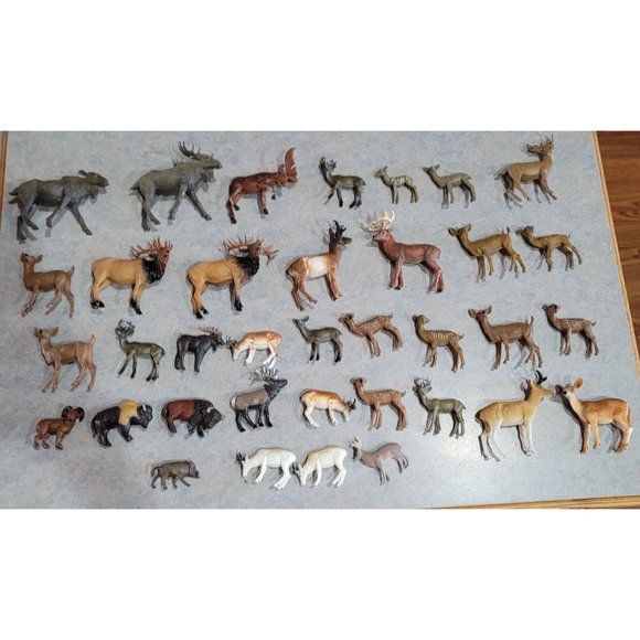 Woodland animal play figurines deer moose elk cake topper, train sets diorama - Picture 14 of 14